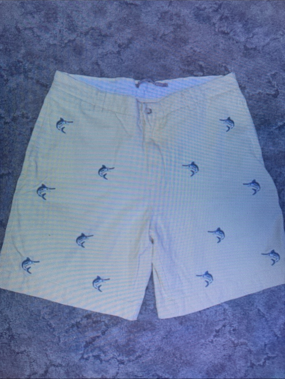 Men's Yellow Embroidered Dolphin Swim Trunks